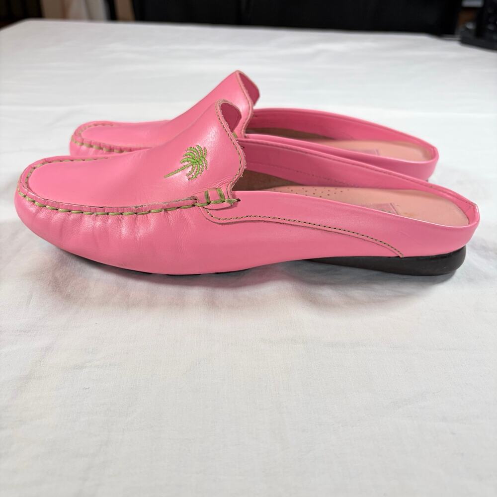 Lilly Pulitzer Womens pink leather loafer mules. Size 6M. preppy resort vacation - Picture 3 of 7